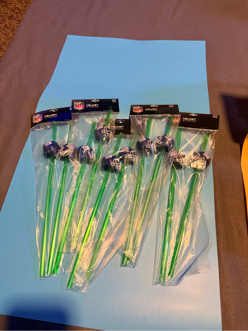 NFL New York Giants Green Drink Stirrers with Blue Helmet Toppers - Pack